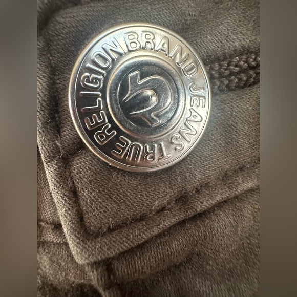 True Religion Women’s 27x29 Misty Green Flap Pocket Stretch Skinny Jeans Vintage - Picture 11 of 12